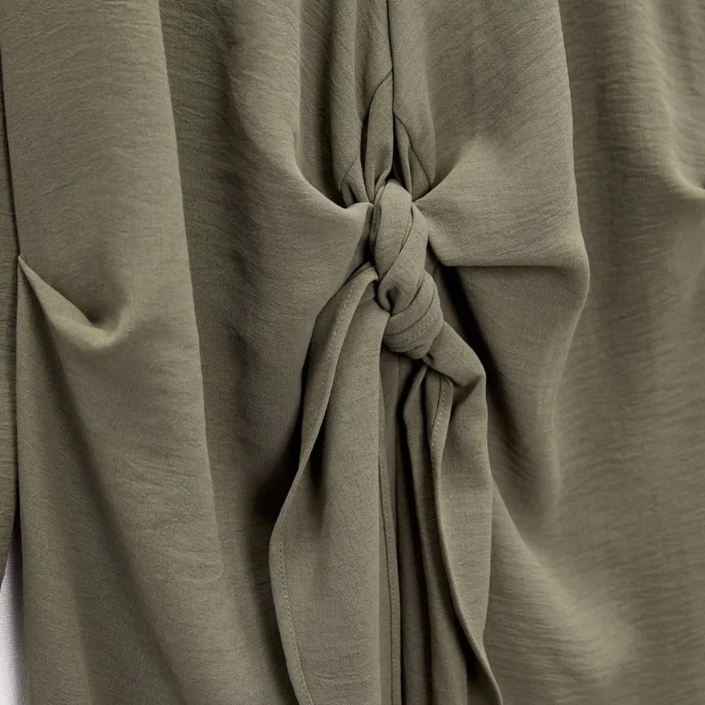 NWT Zara khaki front nkot midi casual dress/Zara loose fitted dress - Picture 2 of 8